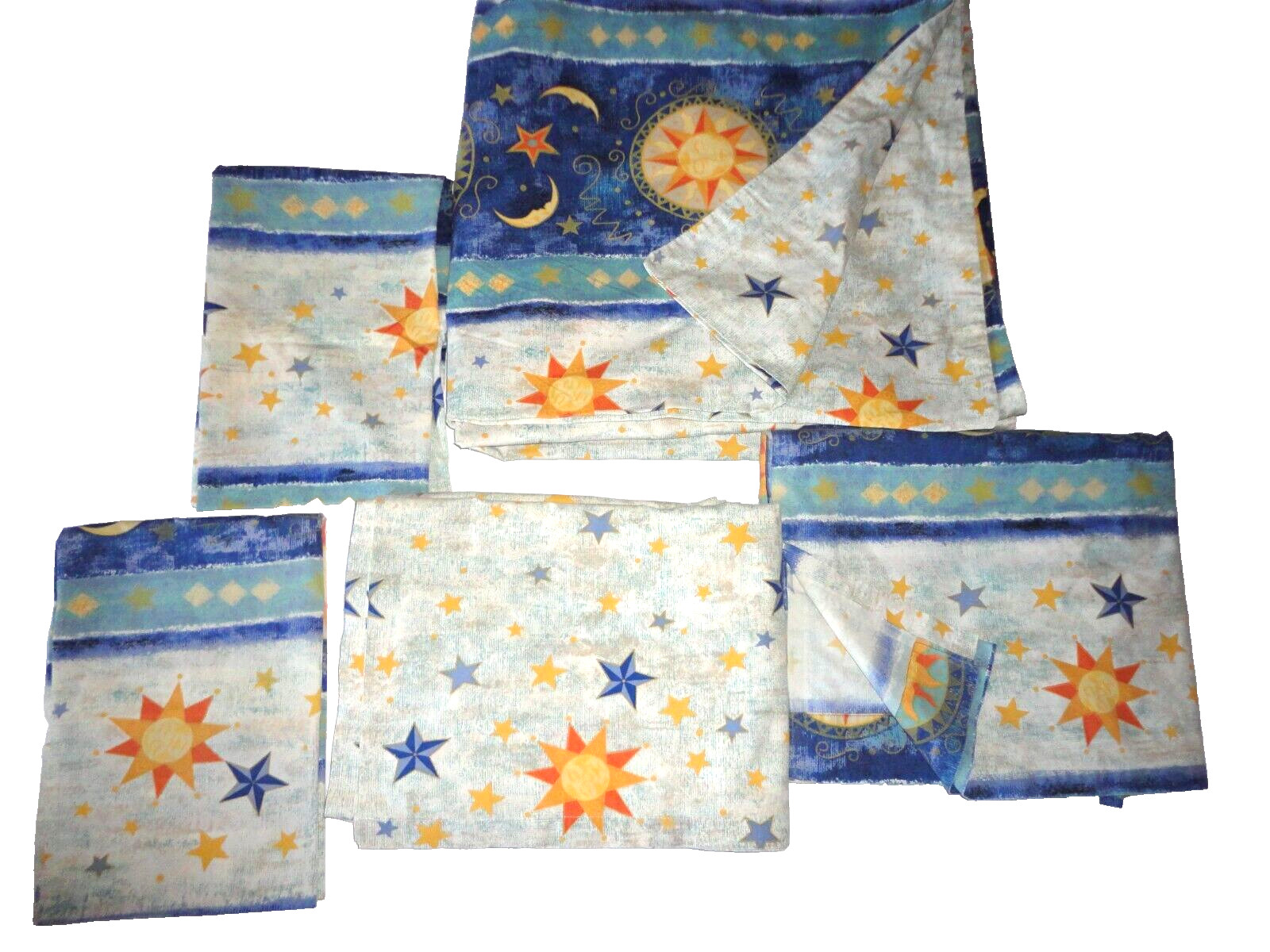 CHEN ONE CELESTIAL BLUE SUN MOON STARS (5P) FULL/QUEEN DUVET & SHEET SET gallery