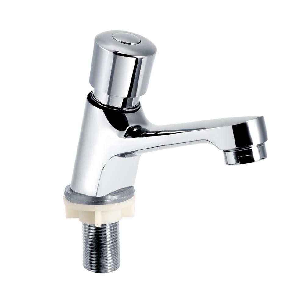Basin Sink Faucet Push Button Design Water Saving Rugged Time Delay Bathroom US
