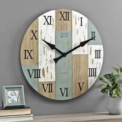 FirsTime & Co. Rustic Multicolor Timberworks 27” Hanging Wall Clock Solid Wood