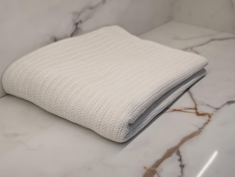 100% Cotton Knit throw Blanket – Soft, Breathable & Lightweight – Cream White gallery