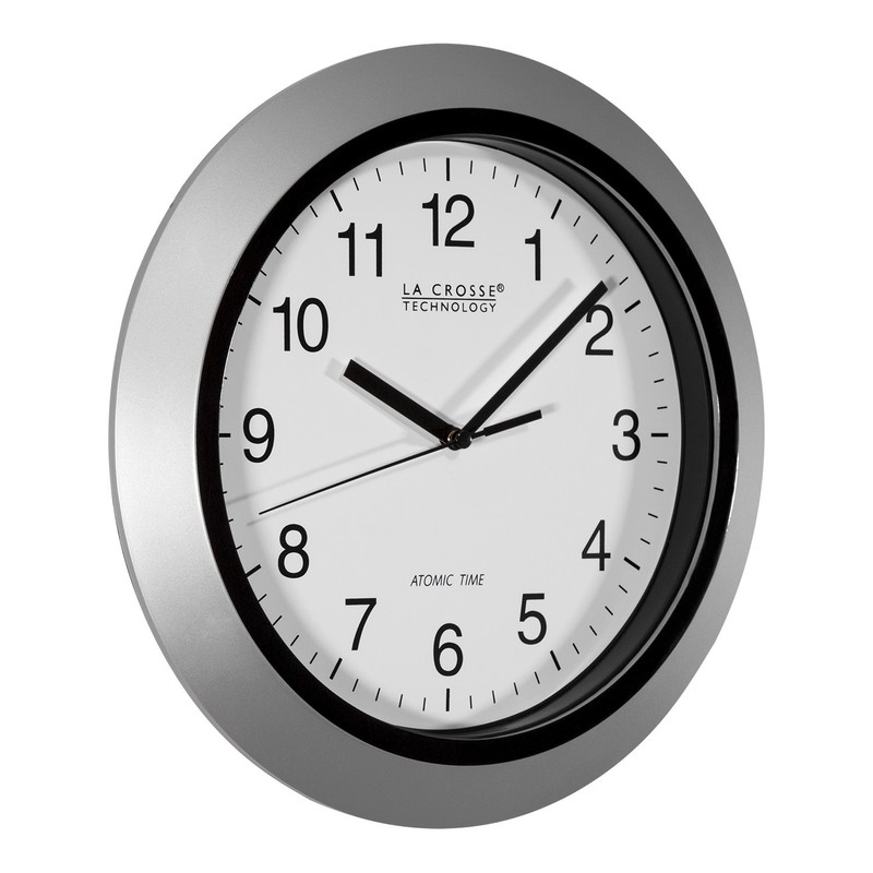 WT-3102S La Crosse Technology 10" Atomic Wall Clock - Silver NIB (Internet Box) gallery