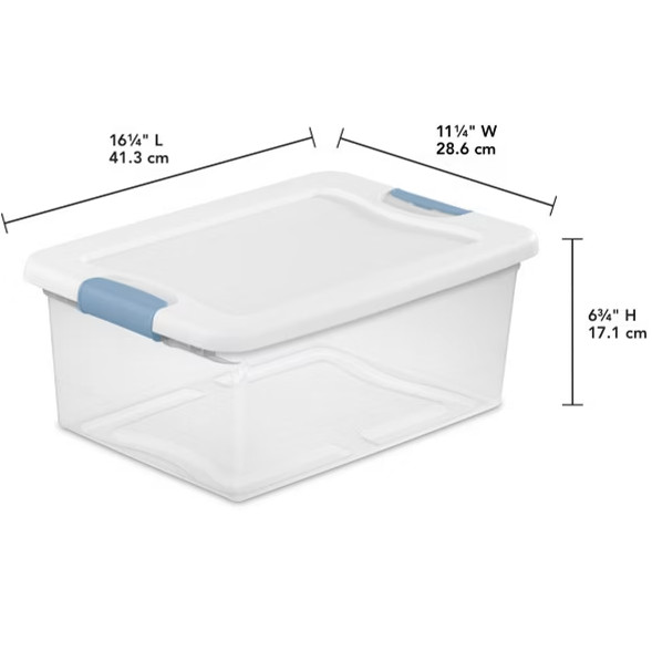Sterilite 15 Quart Latching Storage Box, Stackable Bin with Latch Lid, 12 Pack gallery