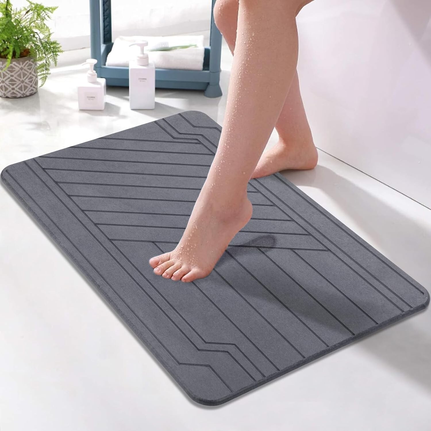 Stone Bath Mat Diatomaceous Earth Shower Mat, Non Slip Super Absorbent Quick Dry gallery