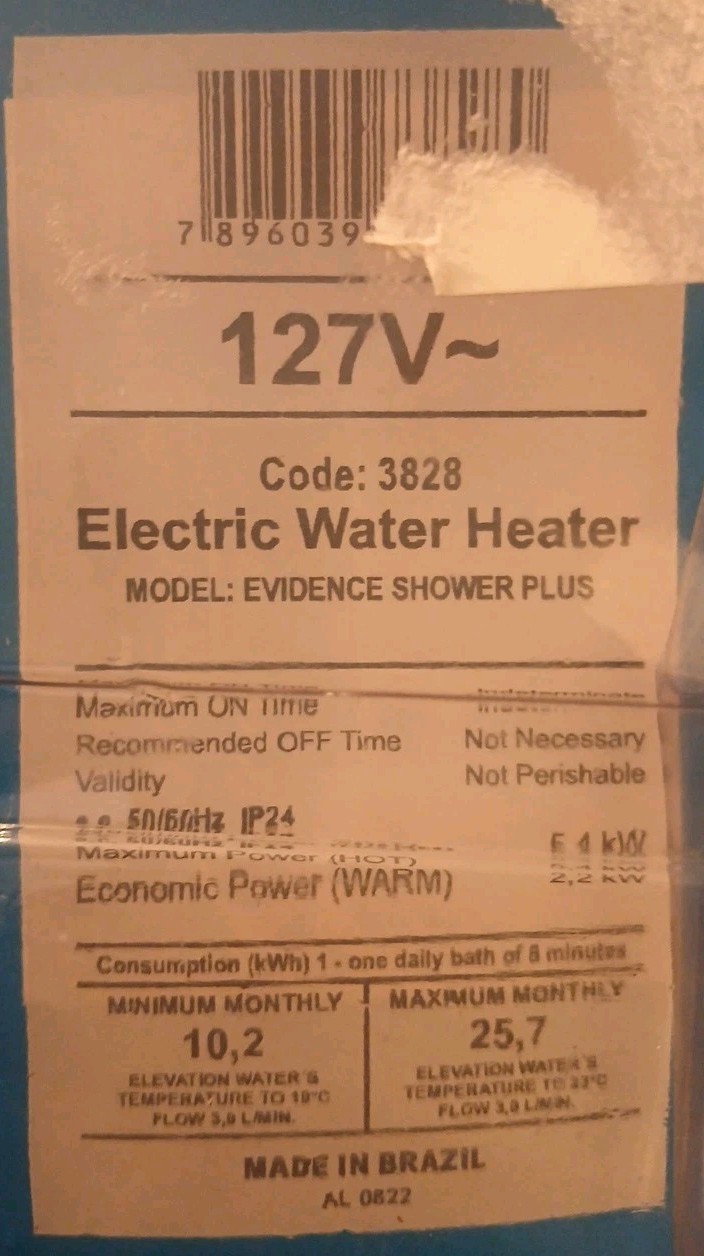 FAME-Tankless Water Heater Electric-Evidence 127V 4 Temps. Includes Head 8" READ gallery