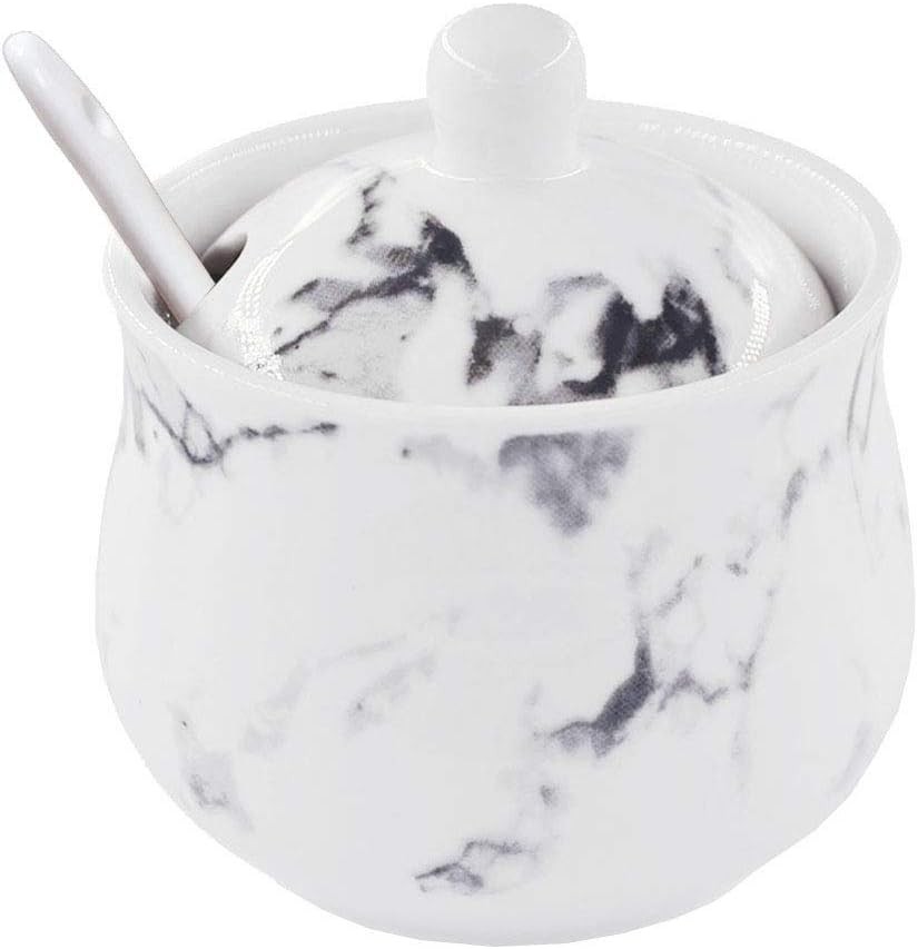 Ceramics Marbling Sugar Salt Pepper Storage Jar Seasoning Pot with Lid And gallery