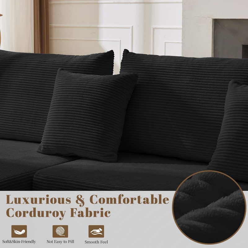 L-Shaped Modular Sectional Sofa Set Corduroy Couch for Living Room with Chaise gallery