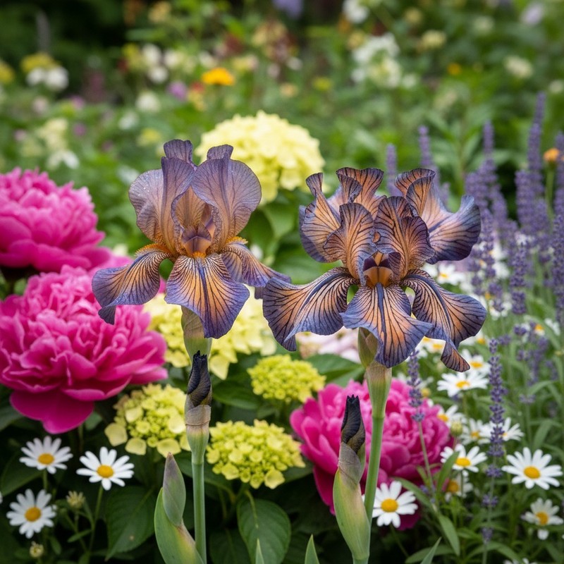 50 Rare Patterned Iris Seeds – Deep Blue & Peach Veined Blooms gallery
