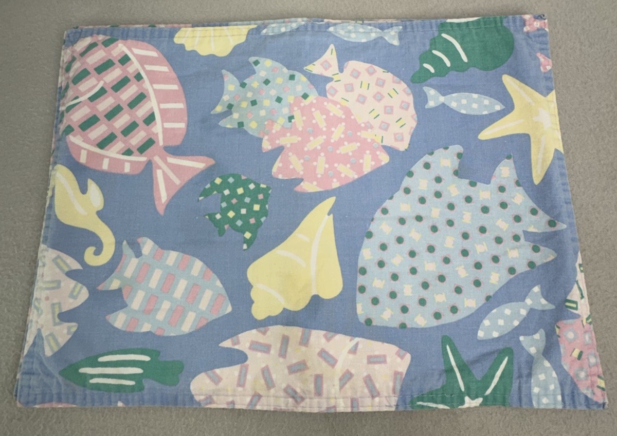 VTG Coastal Shell Fish Placemats Set of 4 Pastel Beach Cottage Decor READ AS IS gallery