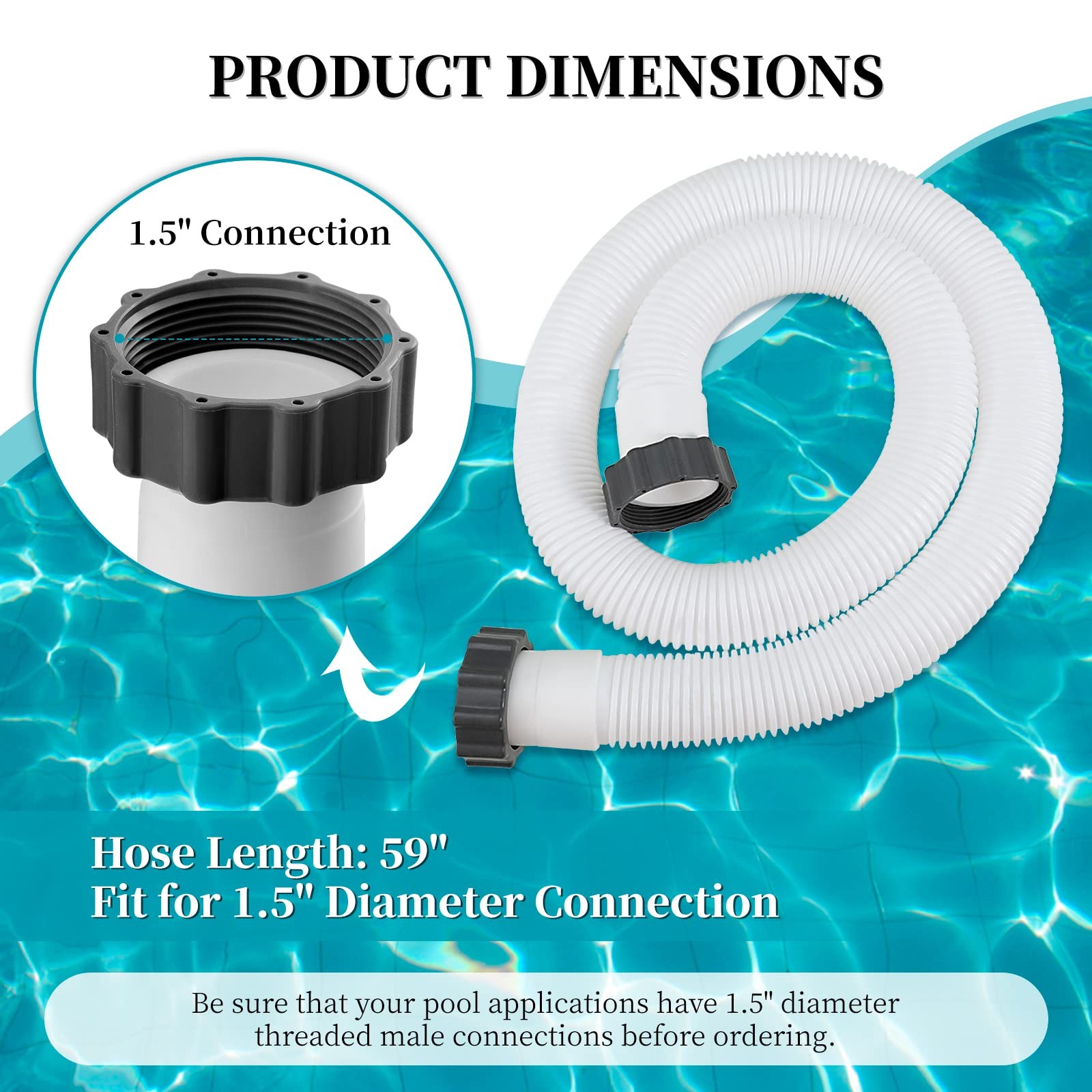 29060E Pool Pump Replacement Hoses for Above Ground White 2-Pack 1.5"x59" gallery
