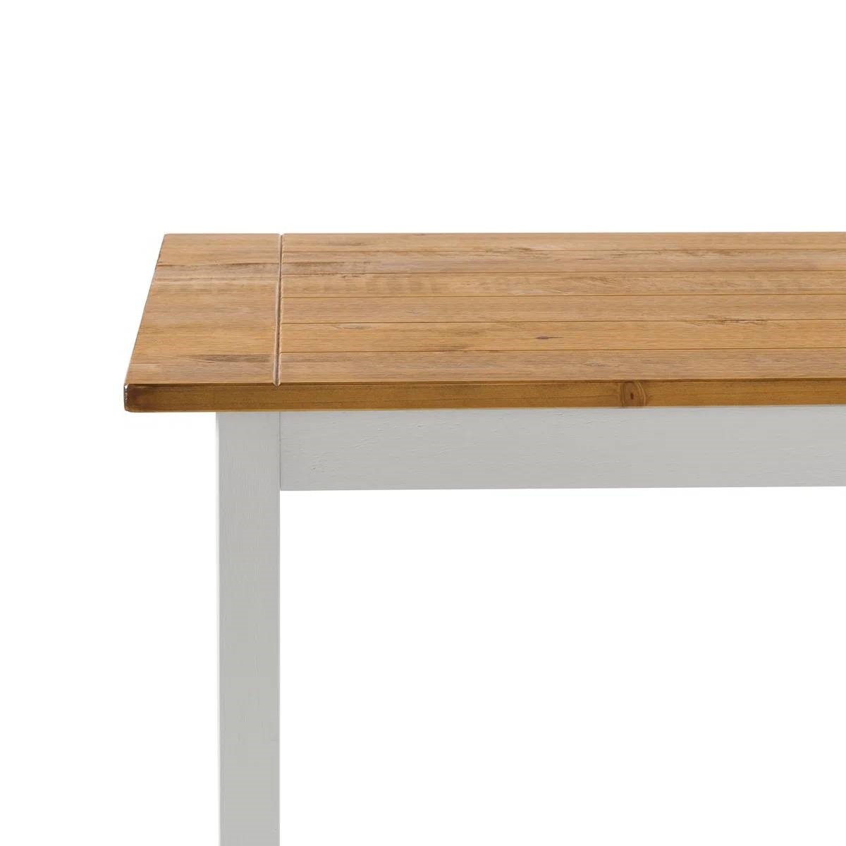 Solid Pine Farmhouse Dining Table White Legs Natural Wood 45x28in gallery