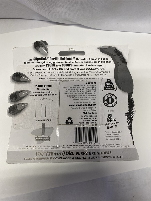 Slipstick Gorilla Outdoor Adjustable Furniture Levelers (8 Pack) H5010 gallery