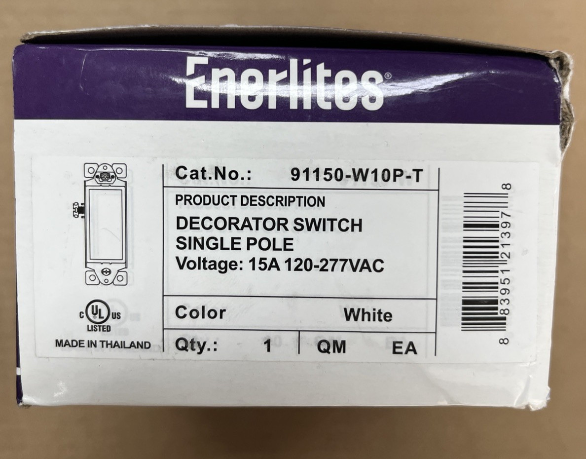 Enerlites Decorator Rocker Light Switch White 91150-W10P-T (10PK) gallery