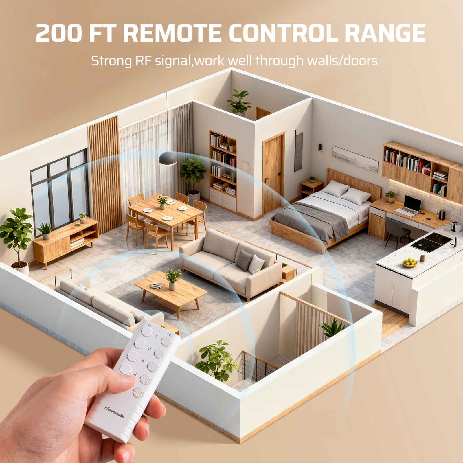Wireless Remote Control Outlet 5 Outlets 2 Remotes 200FT Range for Lights Fan gallery