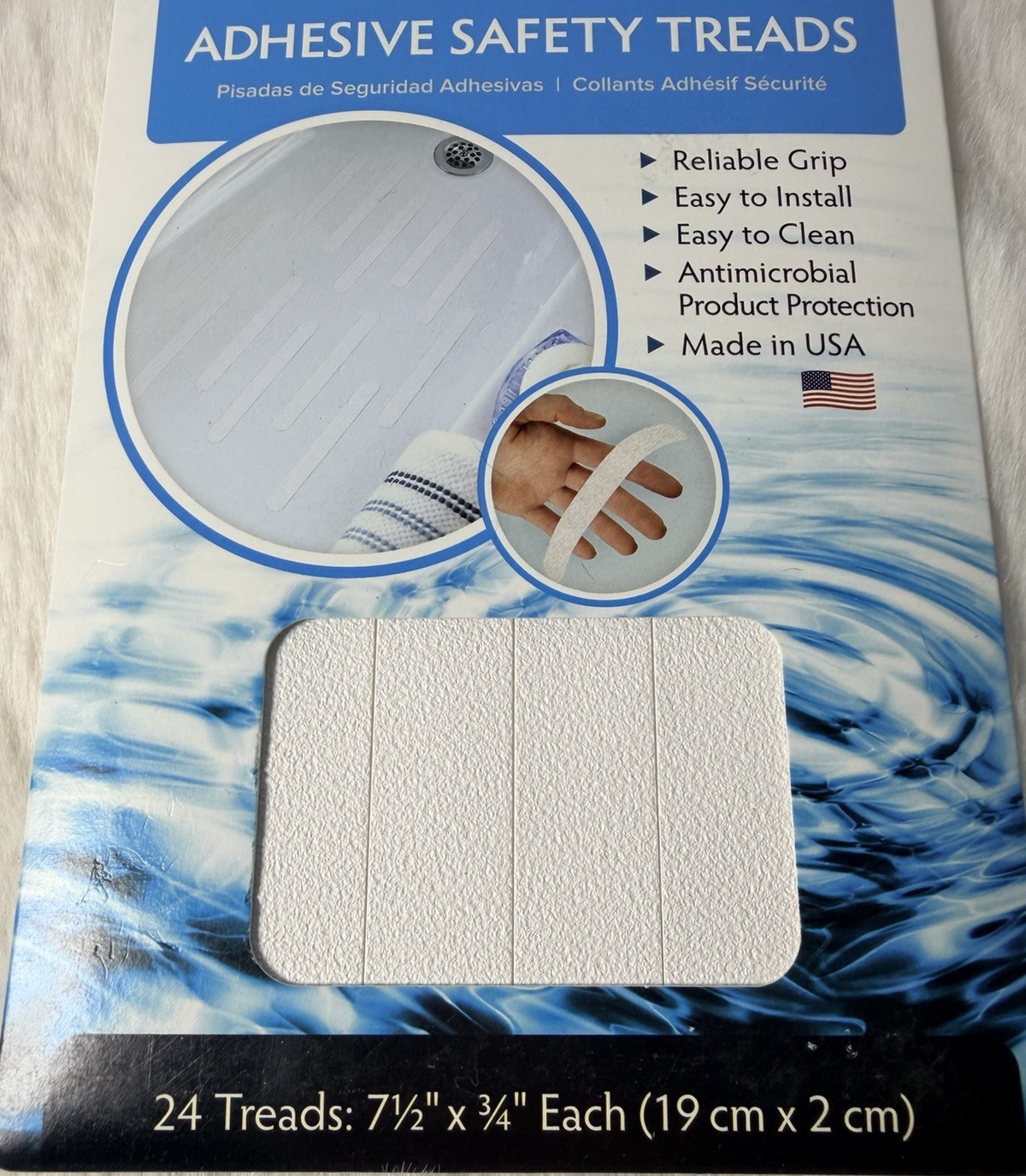 SlipX 24 Pack Bath Adhesive Safety Tread Strips 7.5 Inch White New gallery