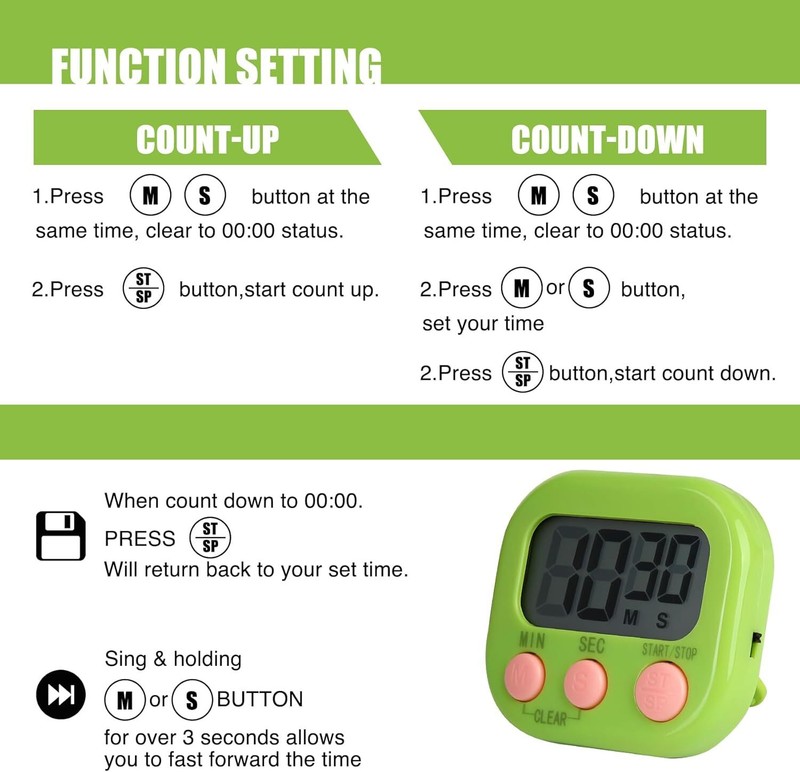 Large LCD Digital Kitchen Cooking Timer Count Down Up Clock Loud Alarm Magnetic gallery