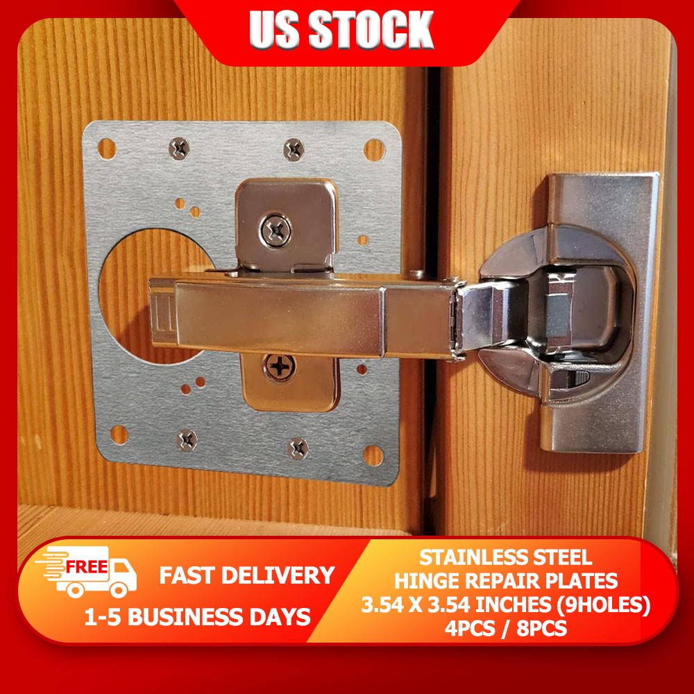 4PCS/8PCS Cabinet Hinge Repair Plate Kit: Stainless Steel Door Mount Fix Bracket gallery