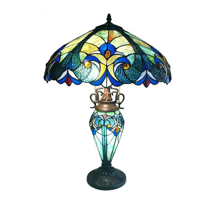 Lamp Tiffany Victorian Style Table Stained Glass Vintage Shade Light Desk Accent gallery
