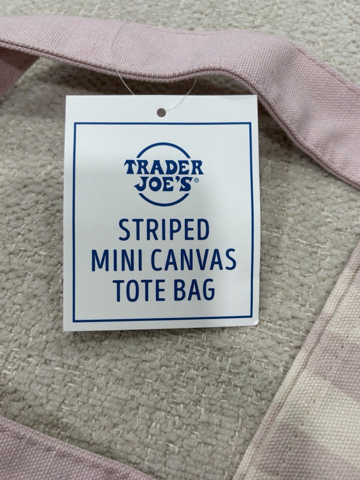 Trader Joe’s Mini Striped Canvas Tote Bag Pink Summer 2026 New with Tag gallery