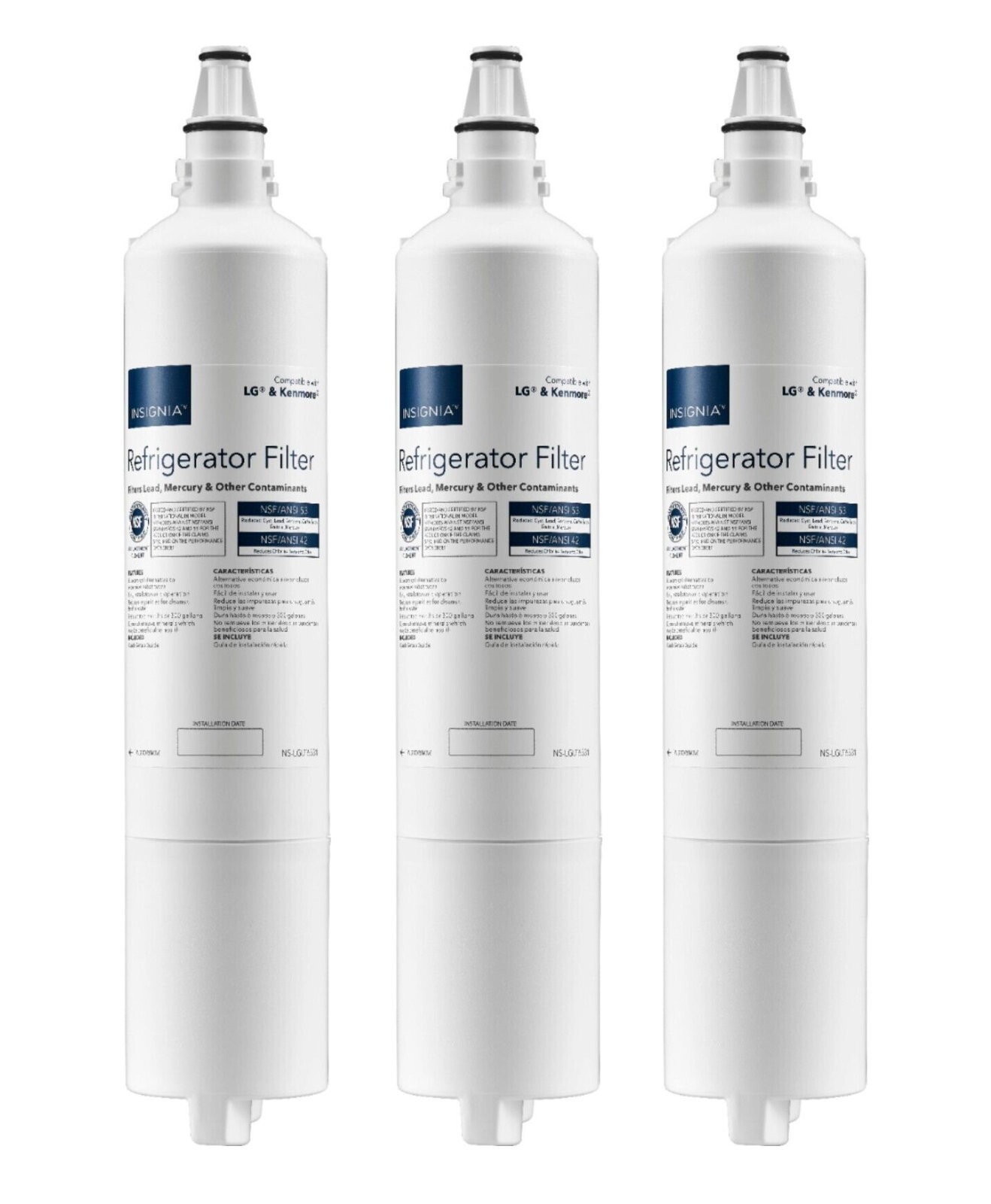 NEW 3-PACK Insignia NSF 53 Water Filter Replacement for LG Refrigerator LT600P gallery