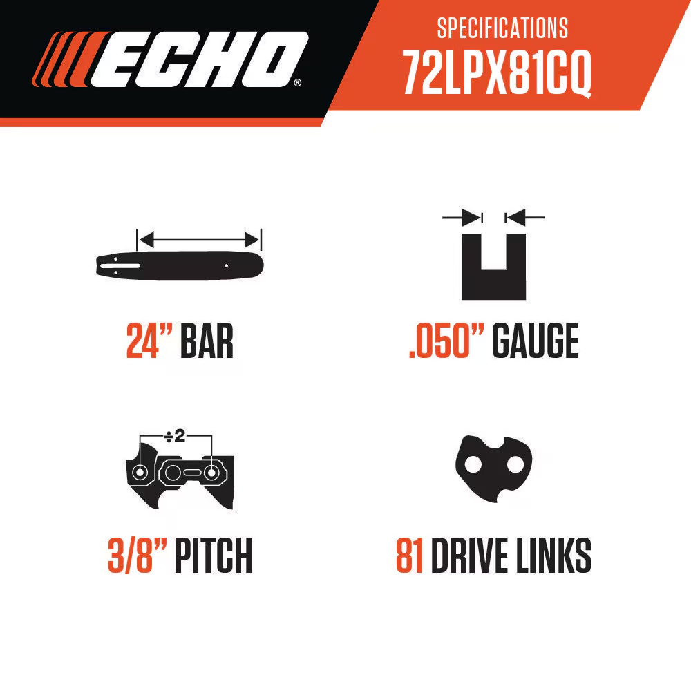 24 In. 72LPX Chisel Chainsaw Chain with 81 Drive Links Used with 24D0PS3881C Ch gallery