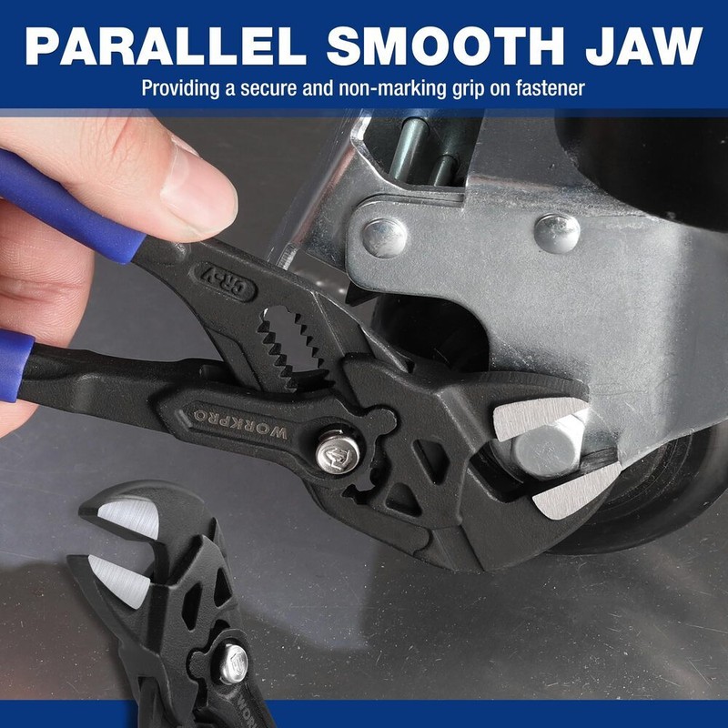 WORKPRO 7" Pliers Wrench CR-V Construction Adjustable Parallel Smooth Jaw Pliers gallery