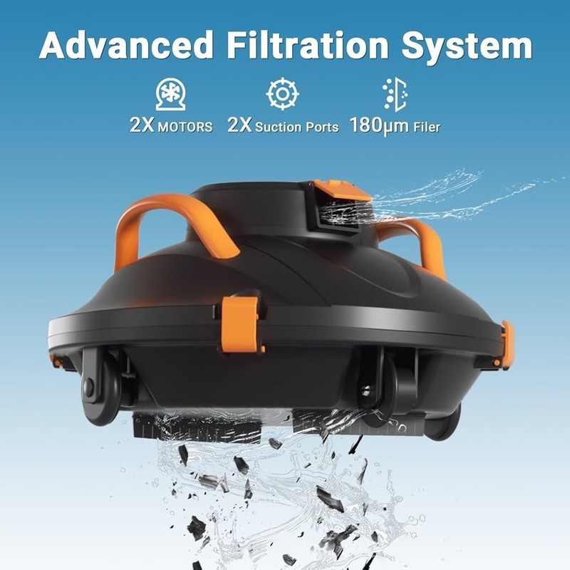 Cordless Robotic Pool Cleaner, Lasts 120 Min, Smart Sensor, Automatic Vacuum gallery