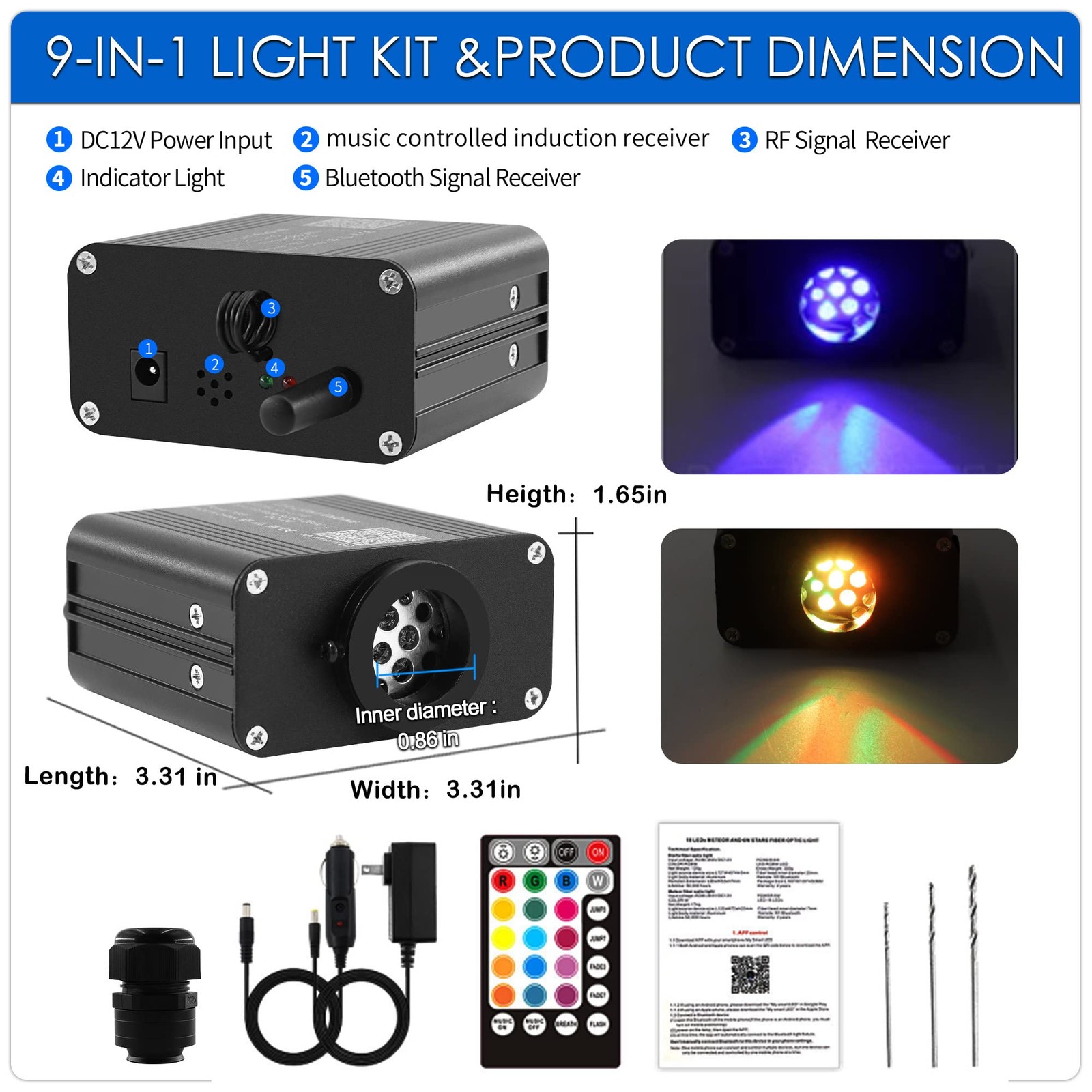 16W Compact Size Fiber Optic Light Box for Starlight Headliner, Twinkle & Mus... gallery