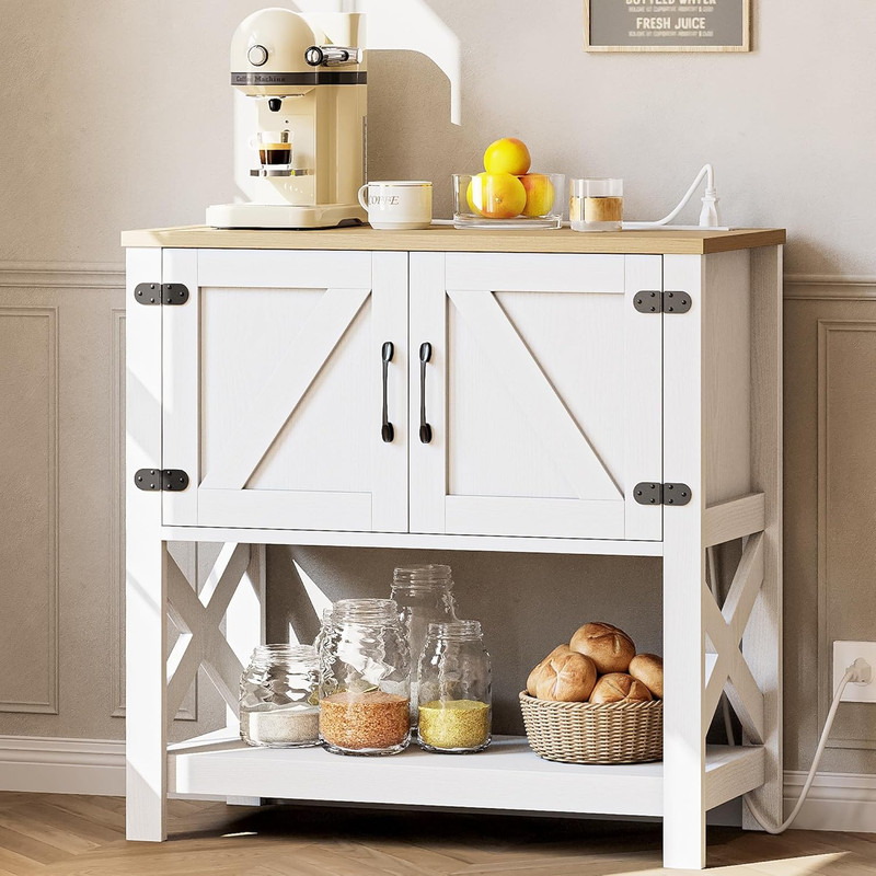 Farmhouse Console Table with Storage Cabinet, Entryway Table with Shelf, Coffee gallery