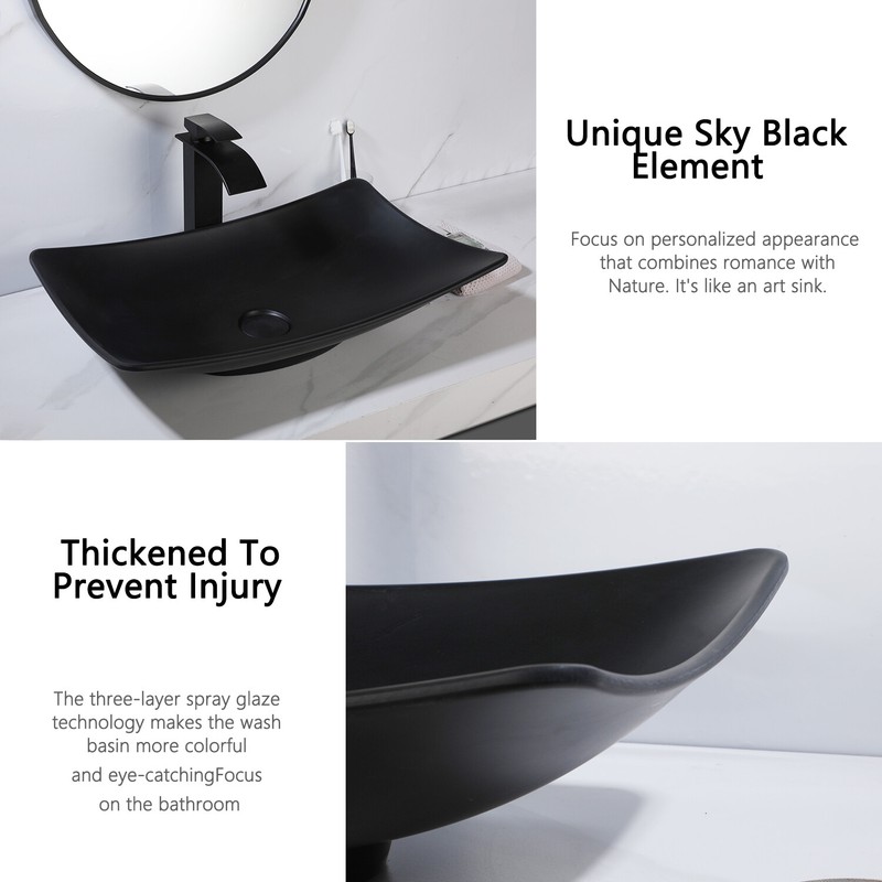Stone Bathroom Rectangle Vanity Vessel Sink Above Counter Basin & Drain Faucet gallery