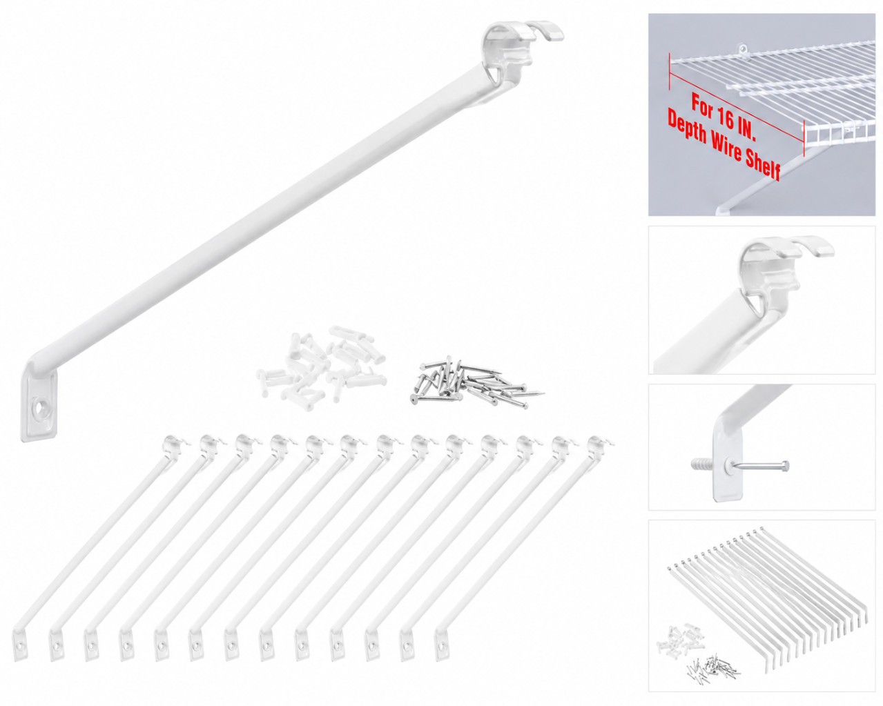 Everbilt 16" Shelf Support Brackets Steel White Closet Shelving 12 Pack 90183 gallery