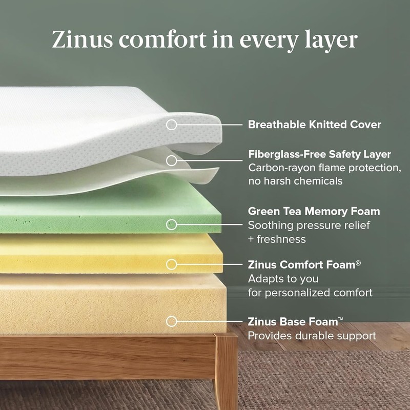 Tea Memory Foam Mattress [New Version], Fiberglass Free, Firm gallery
