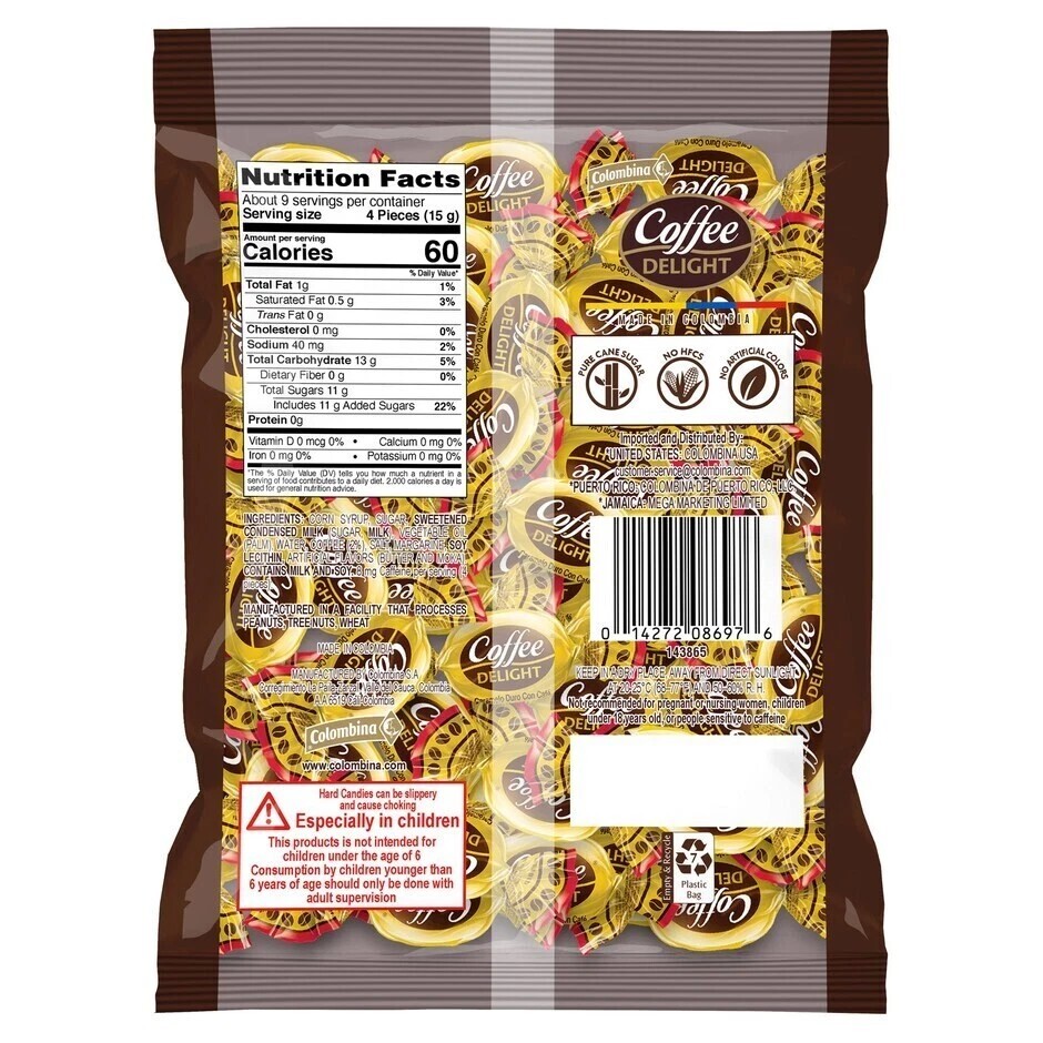 COLUMBINA Coffee Delight Hard Candy- Made with Real Coffee- {LOT OF 3 BAGS} gallery