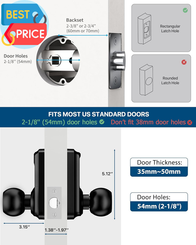 Keyless Entry Door Lock with Code, Keypad Door Lock with Handle, Touchscreen Doo gallery