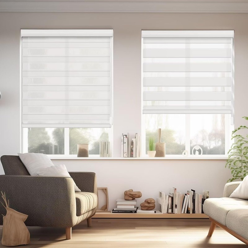 Zebra Dual Roller Blinds Horizontal Window Shade Blind Easy to Install Curtains gallery