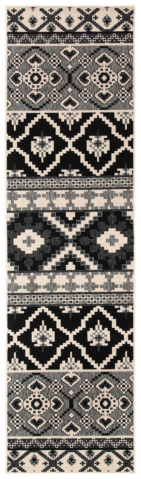 Washable Rug Outdoor Veranda Collection - 2'7' x 5', Black & Beige, Non-Shedd... gallery