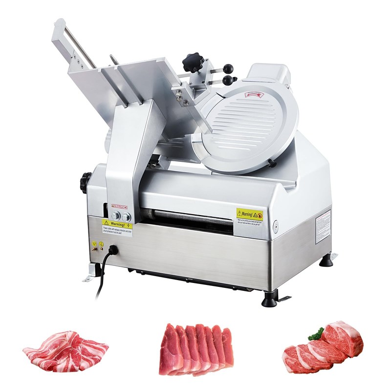 550W Automatic Meat Slicer 12.6" Carbon Steel Blade Dual Motor 0-15mm Commercial gallery