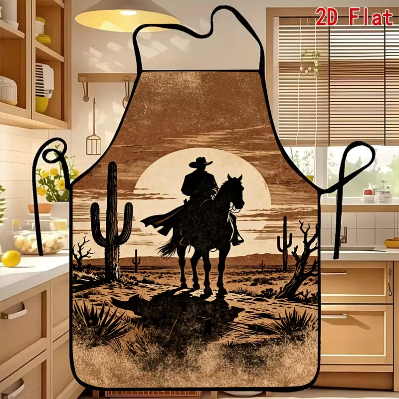 Western Kitchen Decor Cowboy Apron Horses Fabric 21.65X28.74inch gallery