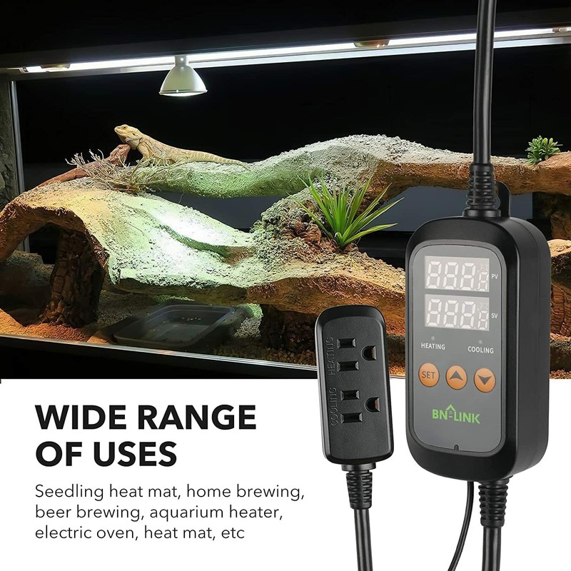 Digital Temperature Controller Heating Cooling Outlet Thermostat Plug -40-176°F gallery