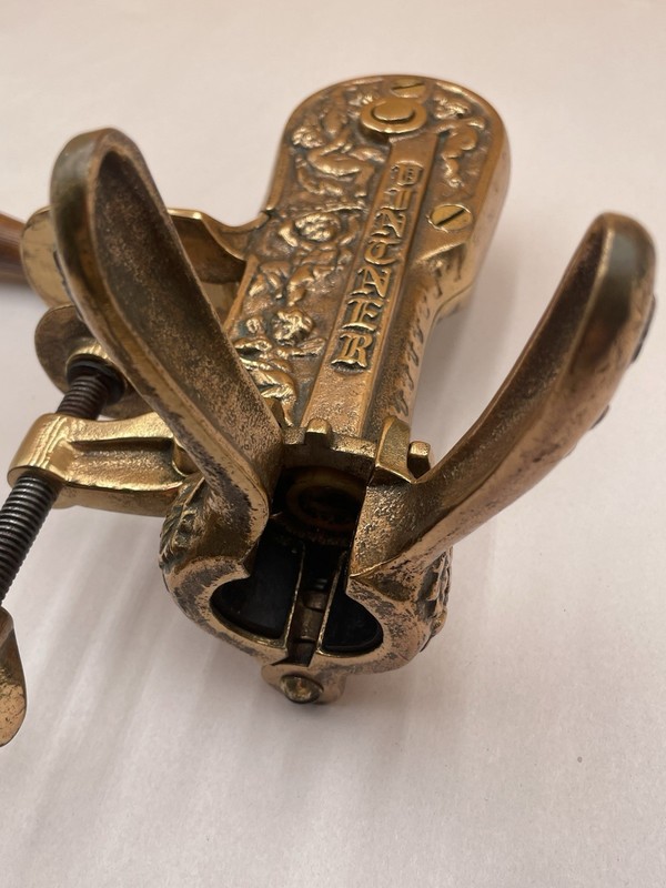 Vintners Solid Brass Reserve Bar Top Wine Opener with Cork Screw Table Mount gallery