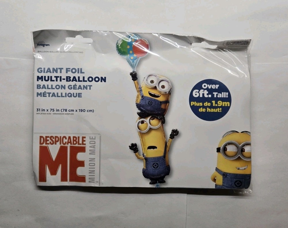 Minions Giant Foil Stacker Multi Balloon Over 6 Ft Tall 31" x 75" Anagram