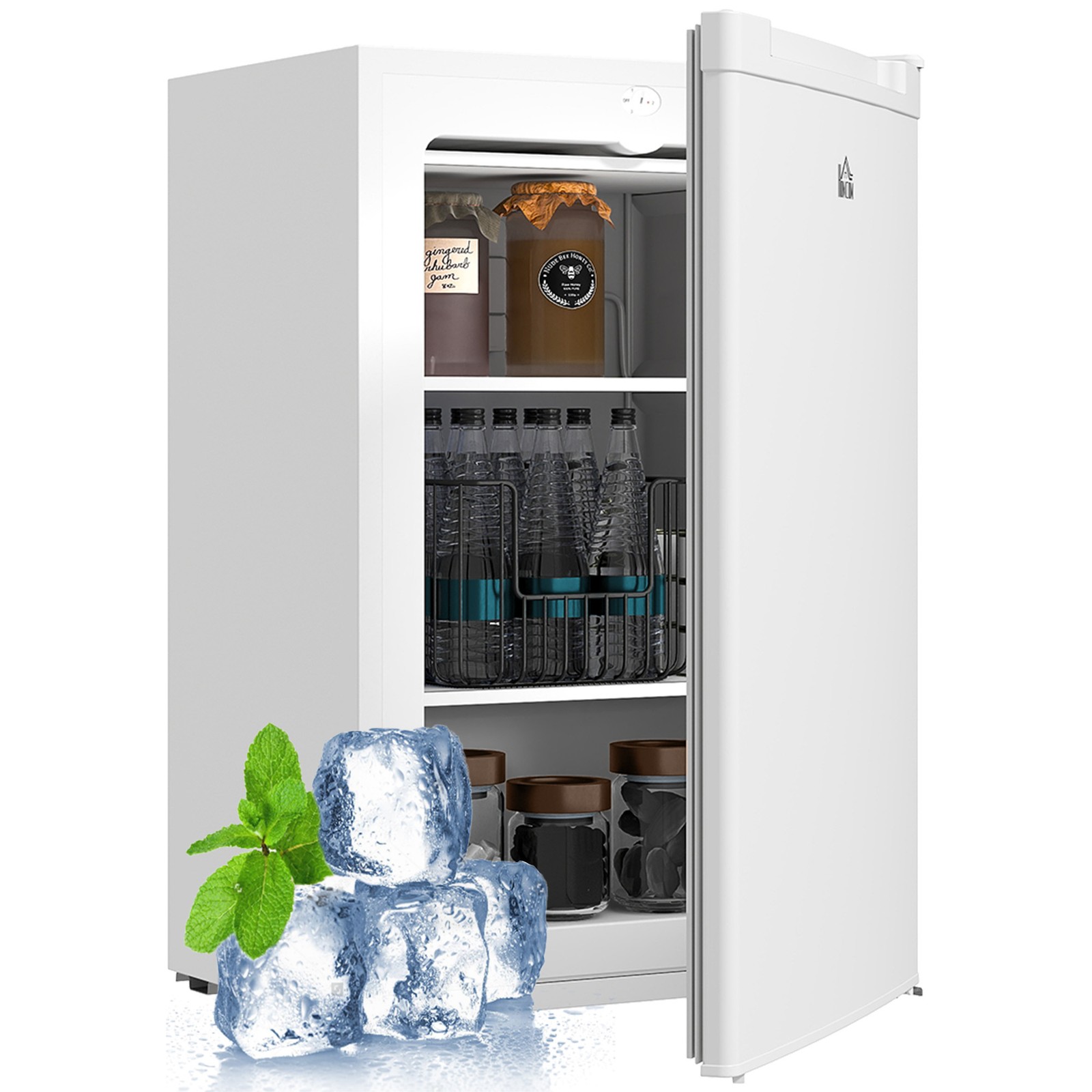 HOMCOM Upright Freezer 3 Cu Ft Mini Freezer w/Reversible Single Door White gallery