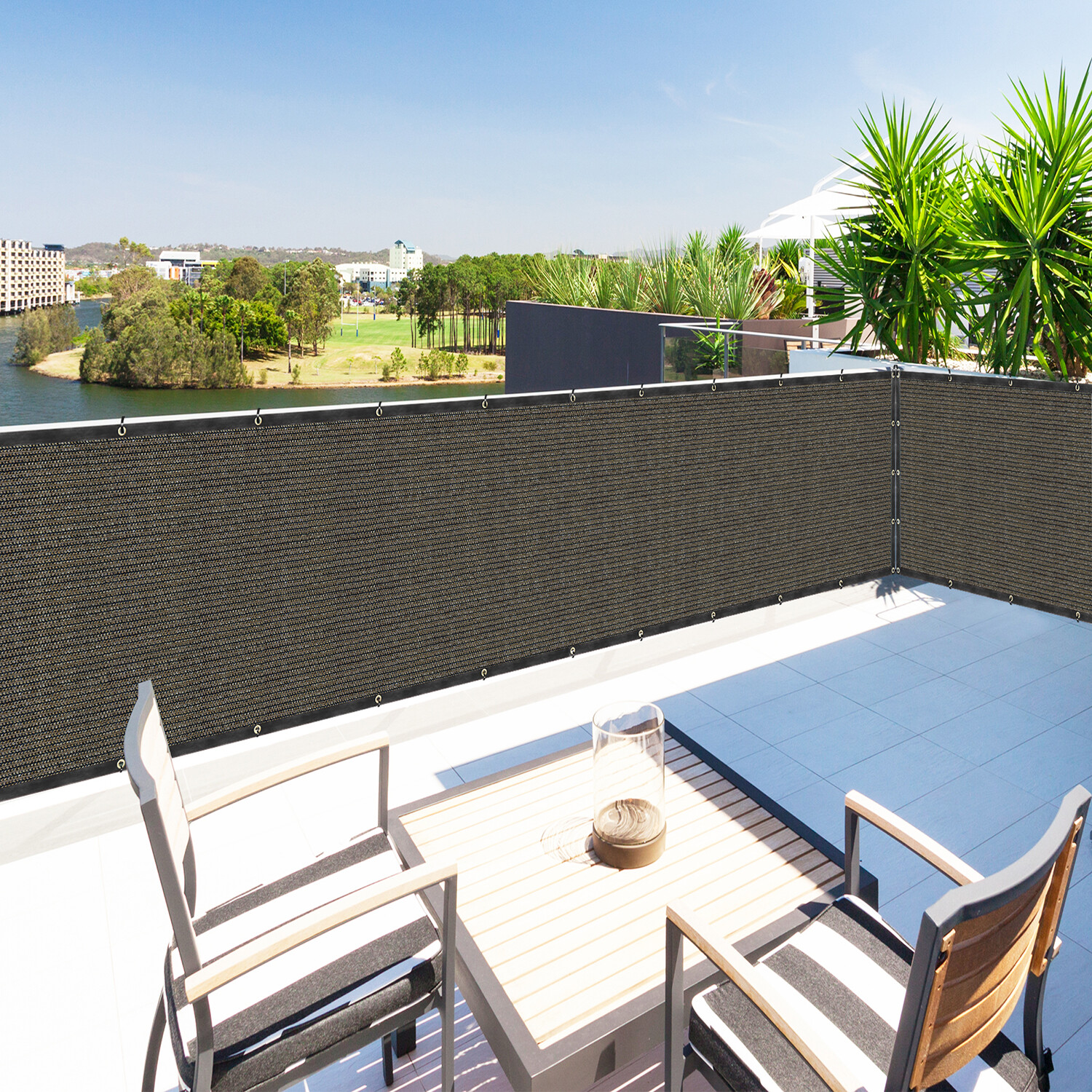 Houssity 3' 4' 5' 6' Chain Link Fence Privacy Screen Shade Cover Balcony Deck gallery