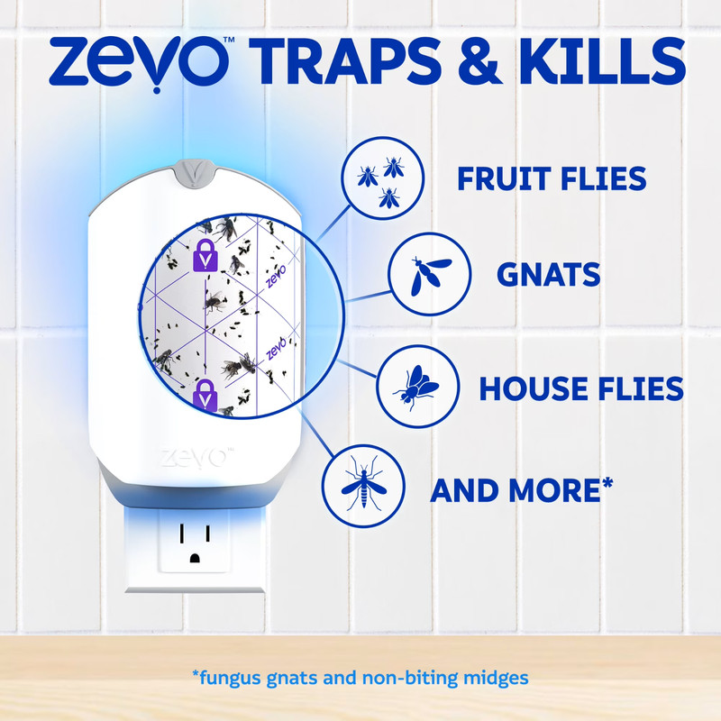 Zevo Flying Insect Trap Plug-In Starter Kit UV Light for Gnats Fruit Flies gallery