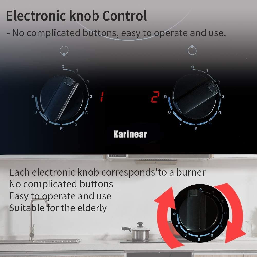 Karinear 2 Burner Electric Cooktop 12 Inch Built-in 12 inch-knob, 2-Zones gallery