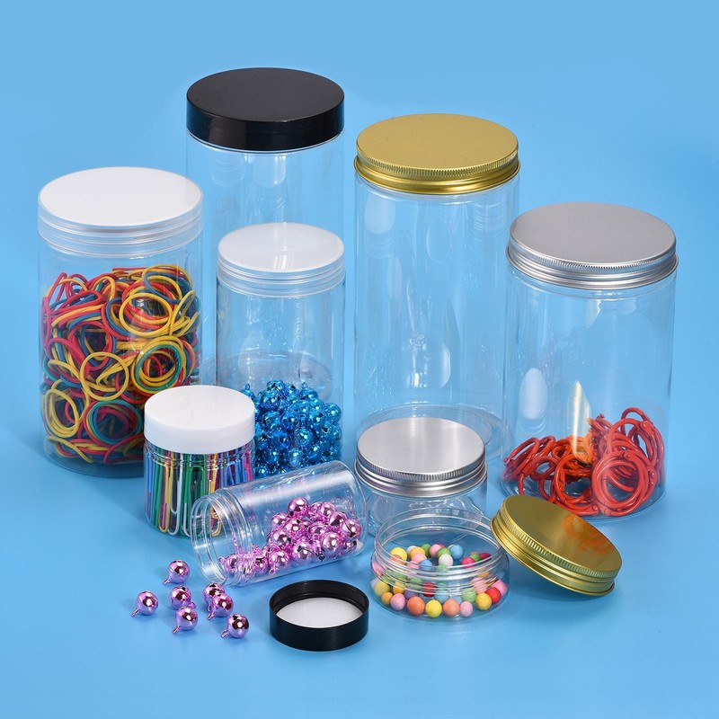 2Pcs 10oz 300ml Round Plastic Jars with Black Screw Top Lid for Storage gallery