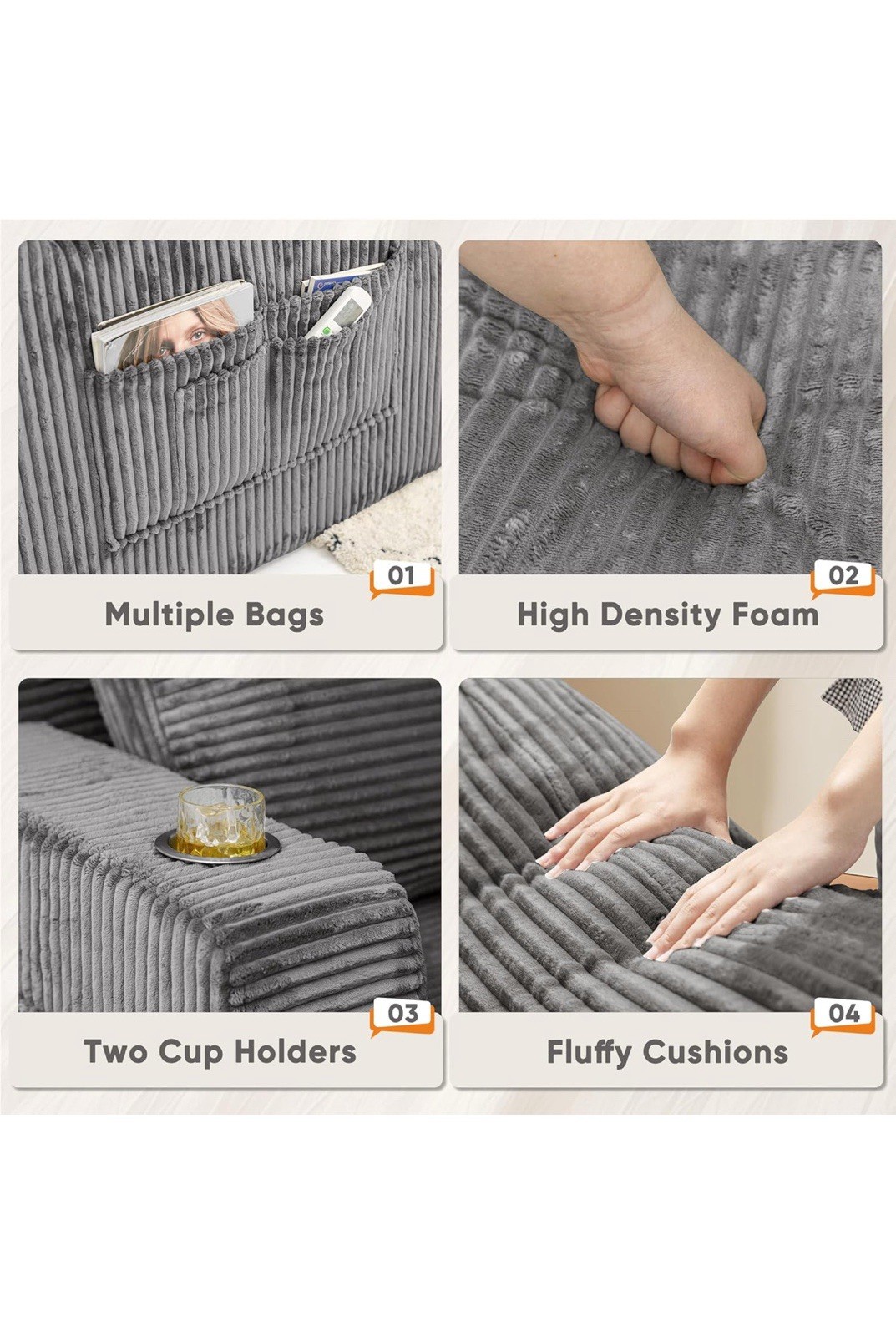 Folding Sofa Bed, Convertible Sleeper Chair Couch Foldable Queen Size Grey gallery