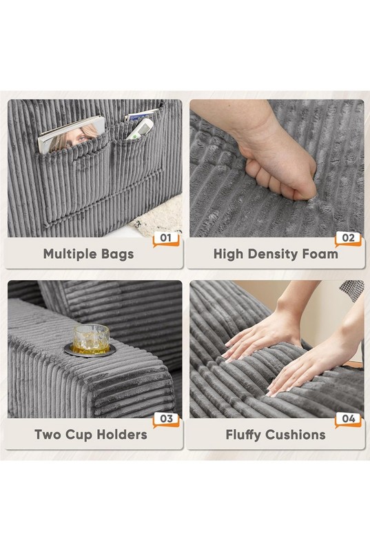 Folding Sofa Bed, Convertible Sleeper Chair Couch Foldable Queen Size Grey gallery