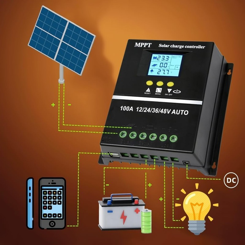 100A MPPT Solar Charge Controller 12V 24V 36V 48V LCD for Lead-Acid/Lithium gallery