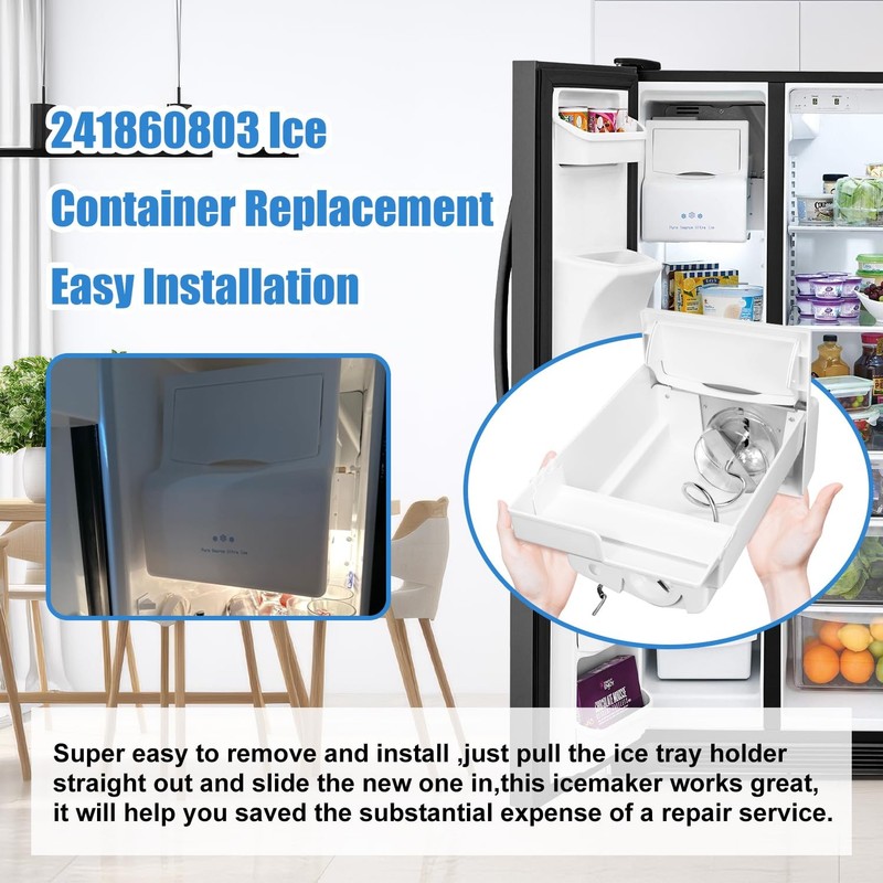 Upgraded 241860803 Refrigerator Ice Bin Compatible W/ Frigidaire Ice Maker gallery