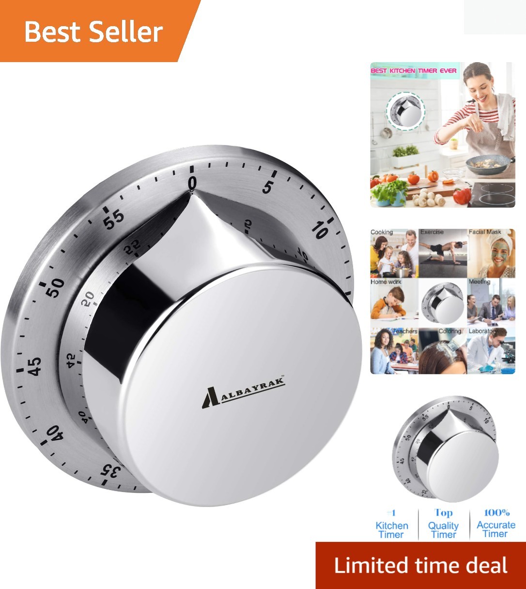 70db Loud Timer, Waterproof Stainless Steel Design - Ultimate Cooking Companion gallery